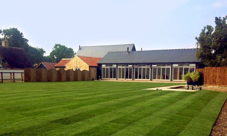 Soft landscaping turfed lawn